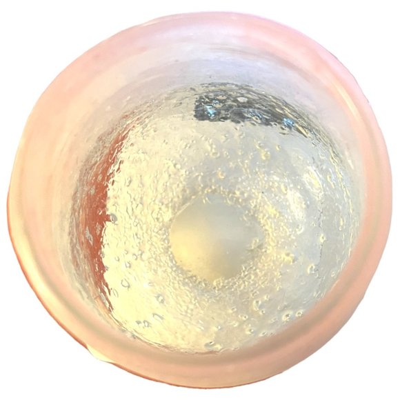 TOZAI HOME Hand-Blown Art Glass Candle Holder Small Vase Pink, White, Clear 5x4 - Picture 6 of 10